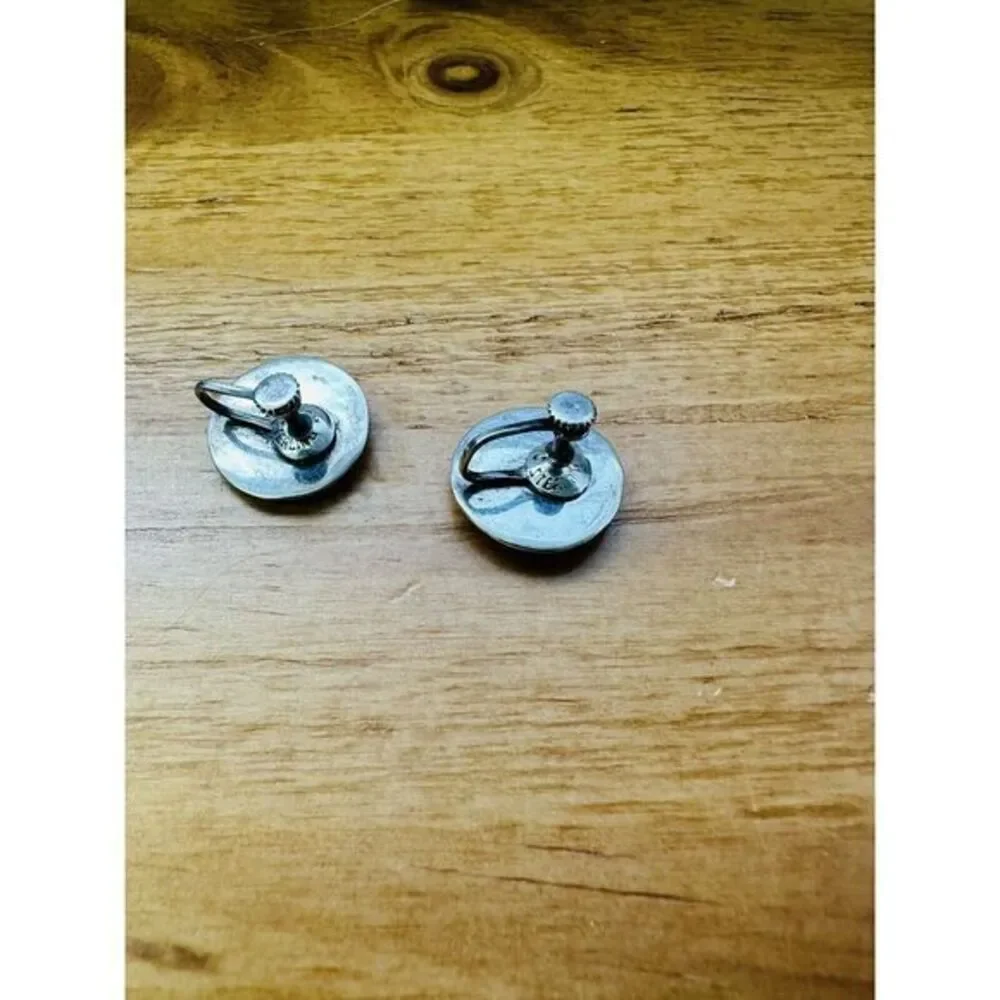 SIAM Demi-Parure Sterling Silver White Enamel Niello Dancer Brooch‎ & Earrings